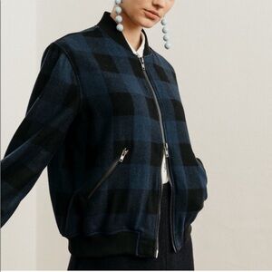 RAILS Bolton Buffalo Check Wool Bomber Wool Jacket Large Blue Black Streetwear
